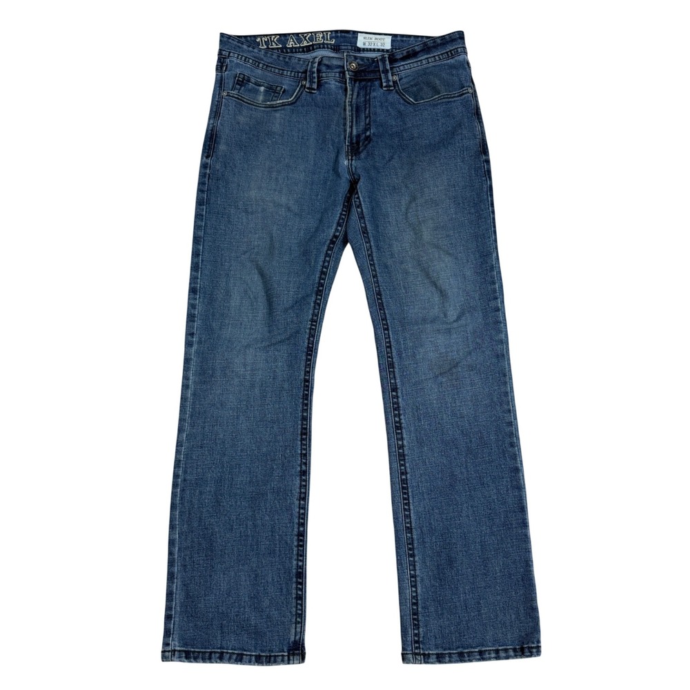 TK Axel Mens Slim Bootcut Jeans Medium Wash Blue Denim 32x32